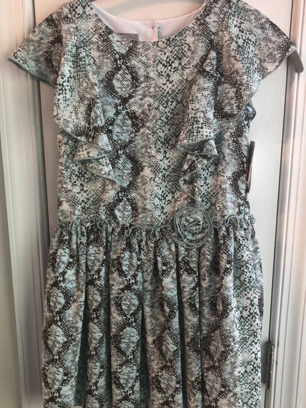 Pippa & Julie Girls Blue Lining Dress Short Sleeves Size 8 NWT